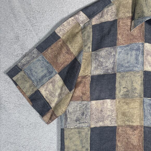 Georg Roth Of Germany Shirt Mens Size XL Plaid Abstract Water Colors Artsy Retro - Picture 5 of 15